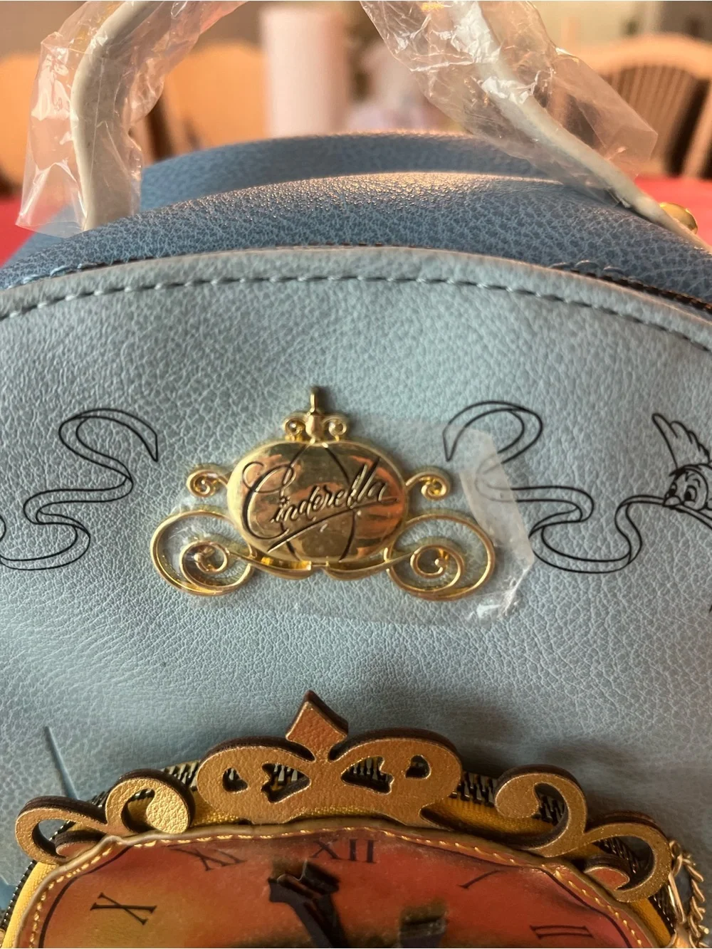 Cinderella Blue Fairy Tale Castle Clock Mini Backpack